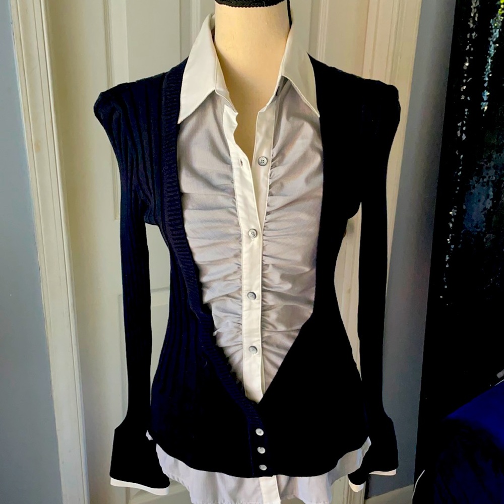 COPY - One piece attached collared shirt with cardigan 🖤